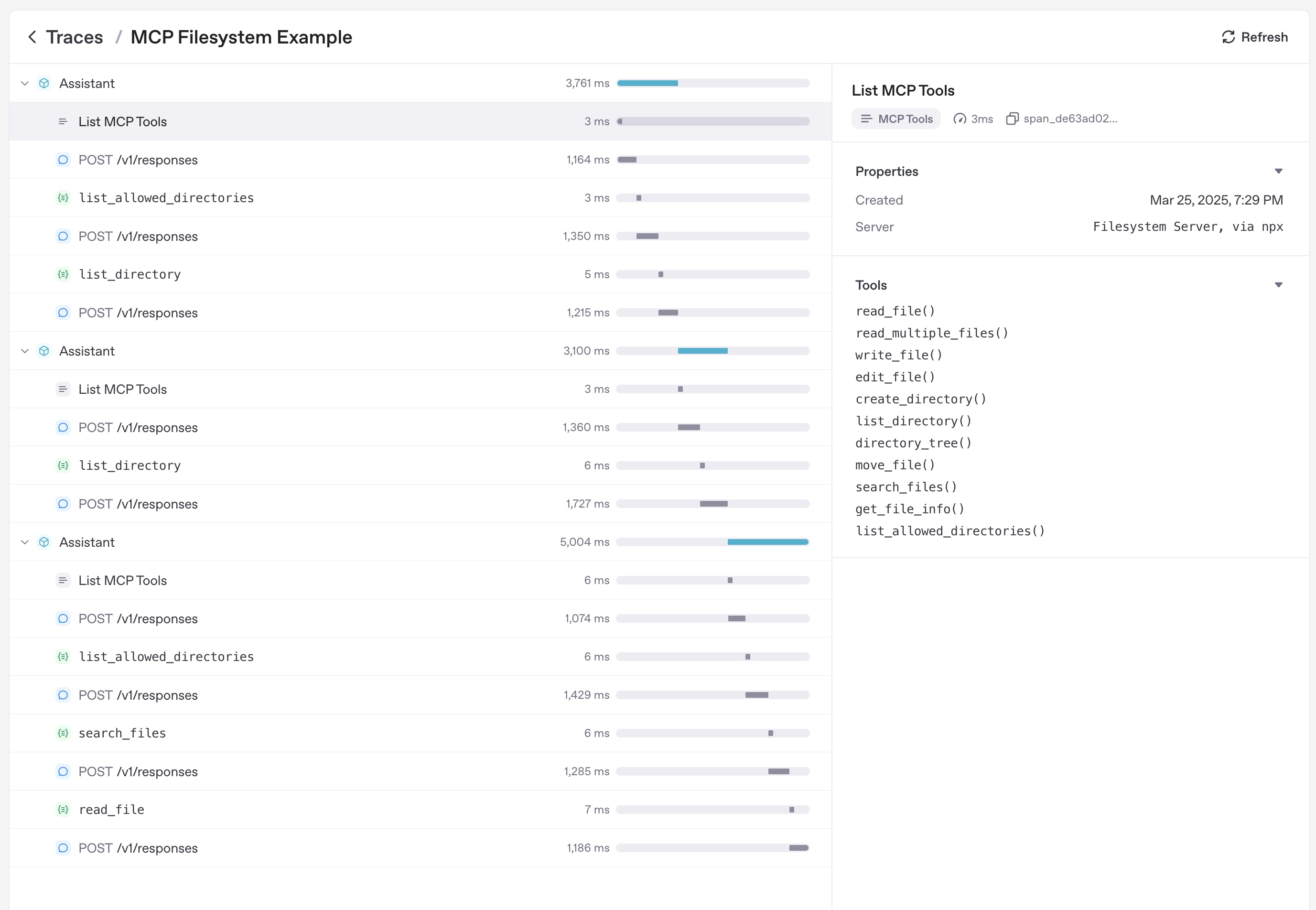 MCP Tracing Screenshot